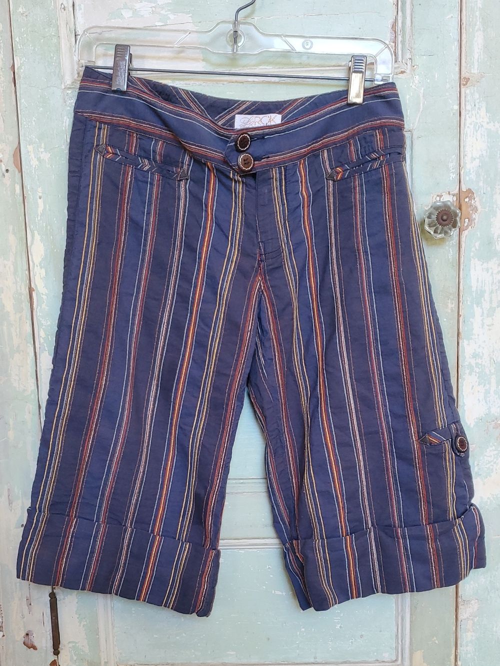 LaRok Navy Striped Cargo Shorts with Stripes
